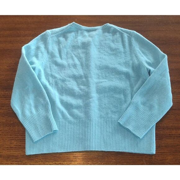 Pure Collection Women's Cardigan UK 10 US 4 Teal 100% Cashmere Round Neck Cardig - Picture 6 of 11